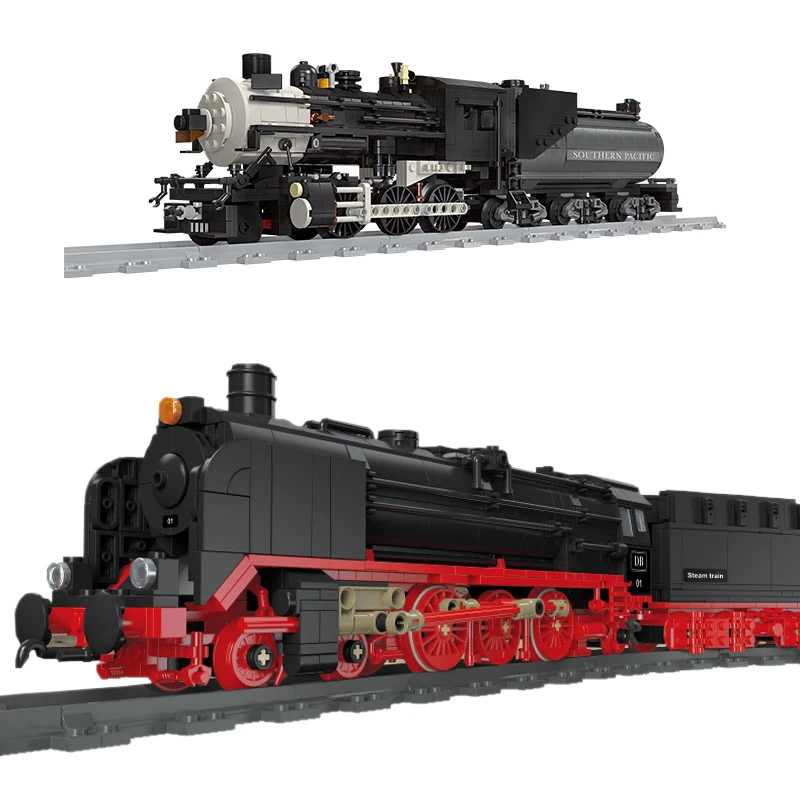 

City Traffic Retro Steam Train Railway Rails Model Building Blocks Locomotive Technical Brick Set Christmas Toy For Children
