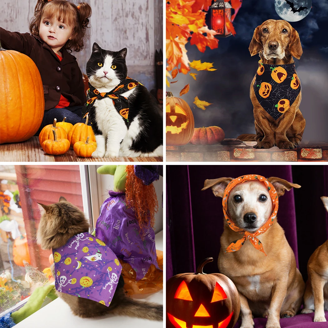 Забавные треугольные платочки для собак 3 шт. шарф питомца в форме тыквы бандана