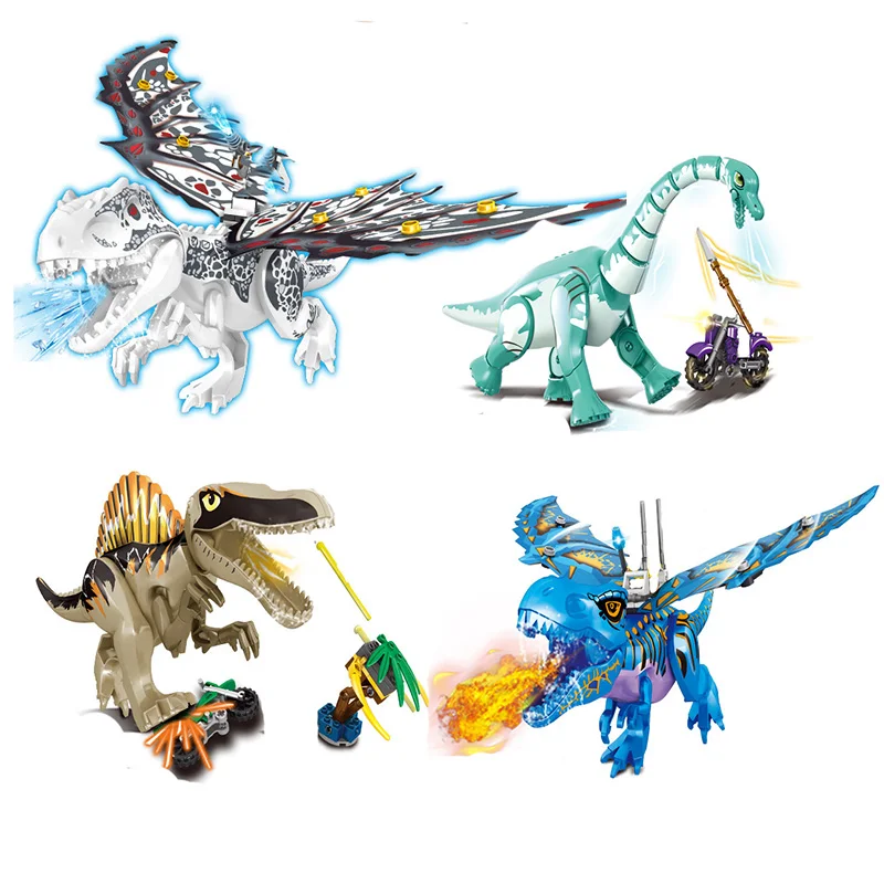 Животные мир динозавр парк спинозавр тираннозавр рекс DIY сцена строительные