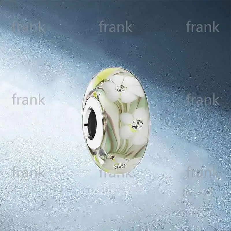 

791638CZ-1-Wild-Flowers-Charm,-Murano-Glass-&-Clear-CZ