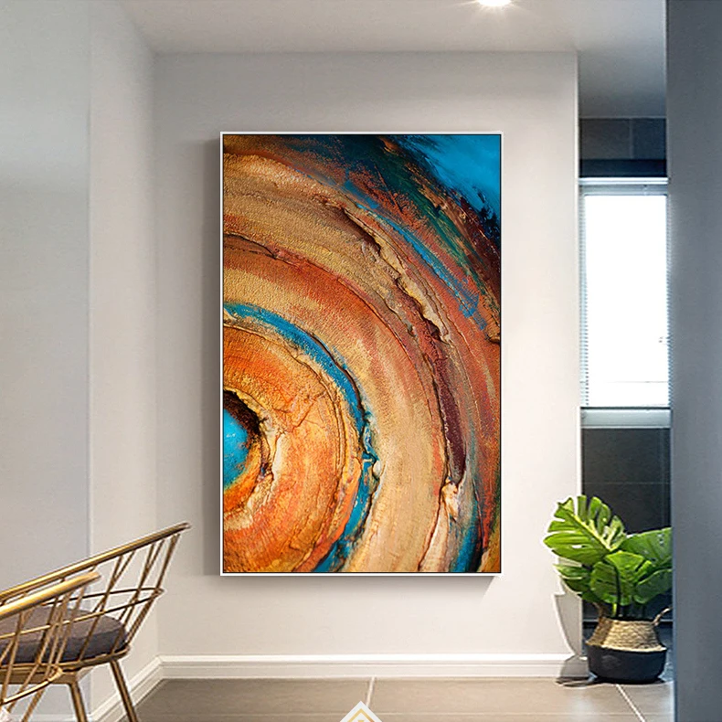 

Hand-Painted Oil Painting Abstract Thick Texture Roud Orange Circle Living Room Decor Modern Minimalist Wall Hang Art Frameless