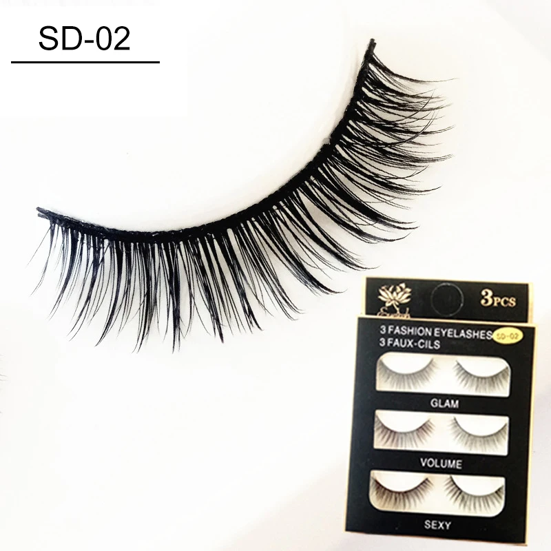 3 пары натуральные накладные Искусственные ресницы длинный макияж 3D норковые для
