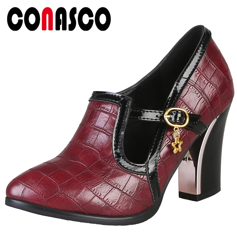 

Модная женская повседневная обувь CONASCO для свадьбы, вечеринки, звезды, цепочка, украшение, пряжка, ремешок, рабочая обувь, женские туфли на ср...