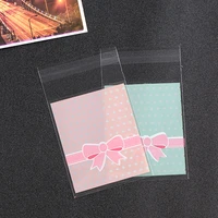 2 color bow food packaging bag cookie chocolate jewelry bag self adhesive baking bag 8103 100 pcsbag