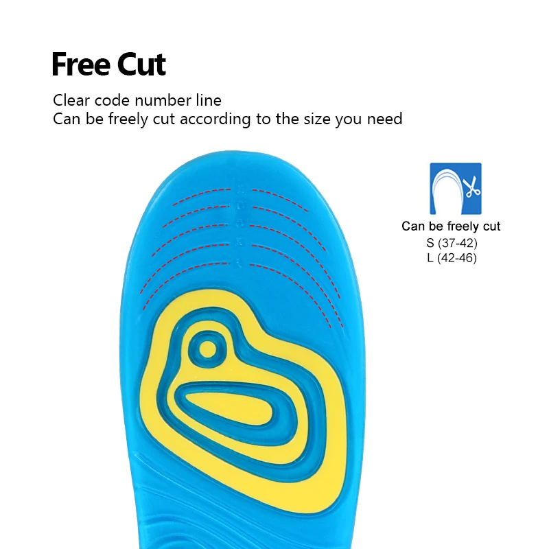 BANGNI Silicone Gel Orthotic Insoles For Shoes Unisex Shock Absorption Shoe Inserts Pad Care For Heel Foot Plantar Fasciitis