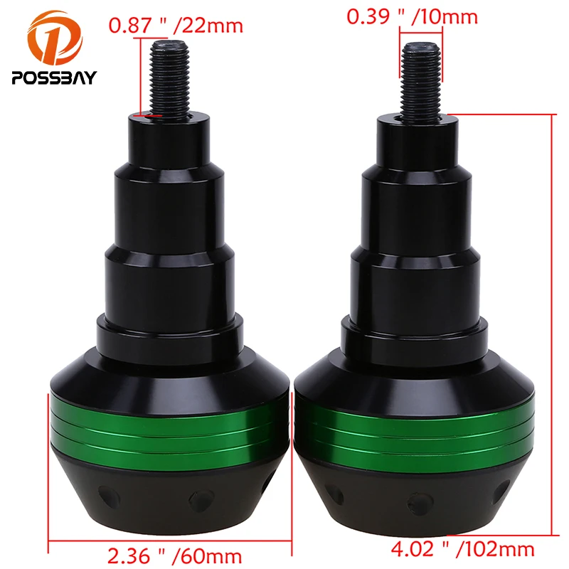 POSSBAY мотоциклетные зеленые противоклейкие слайдеры рамы с защитой от ударов