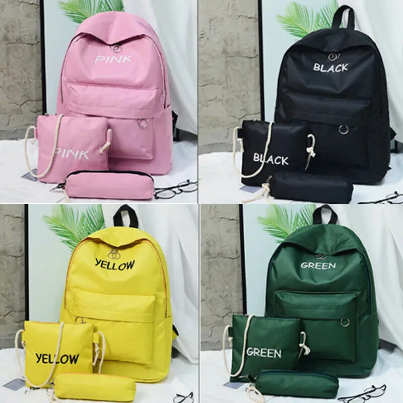 Женский нейлоновый рюкзак с буквенным принтом 3 предмета школьные сумки для