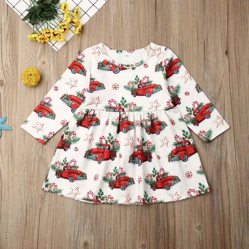 Новинка 2019 года детское хлопковое рождественское платье трапециевидной формы с