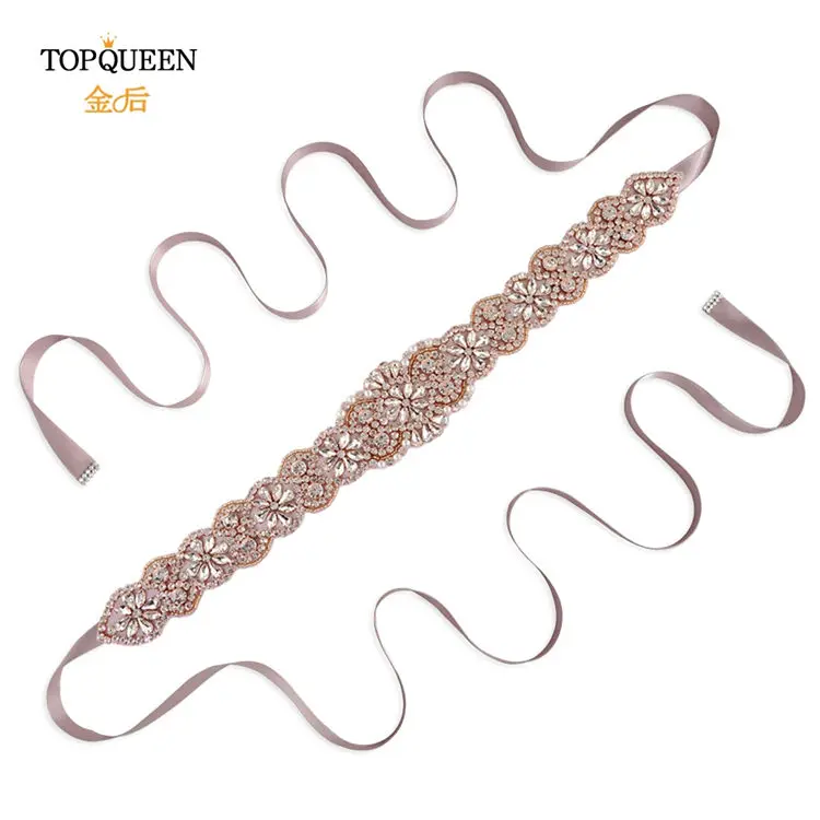 antique violet TOPQUEEN S161B-RG, розовое золото, свадебный пояс, стразы, стразы, пояс для свадебного платья - Цвет: antique violet