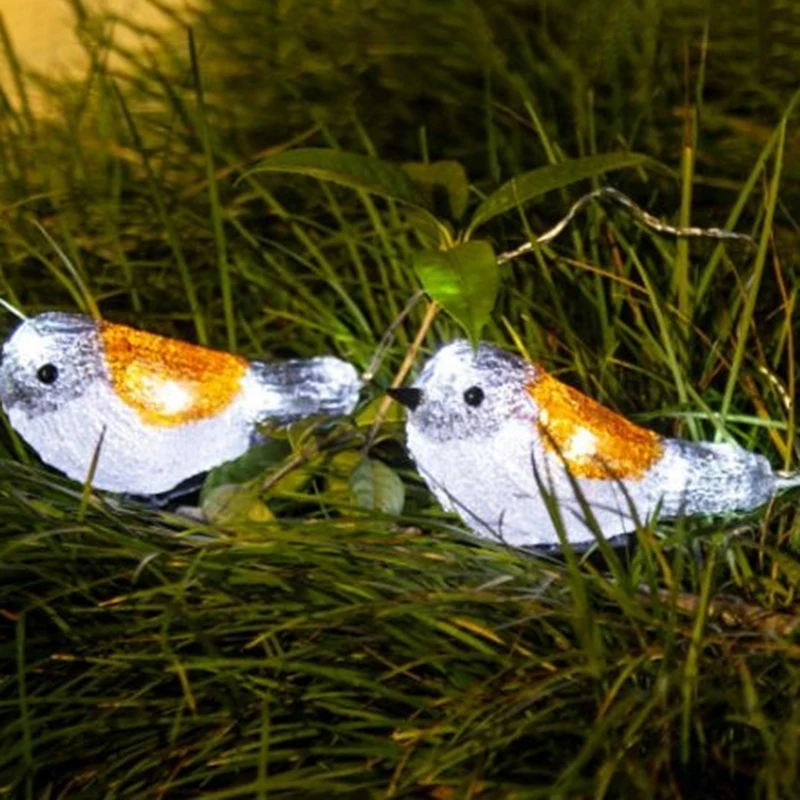 5 LED Clip on Acrylic Robins Lights Garden Outdoor Birds Decor Xmas | Лампы и освещение