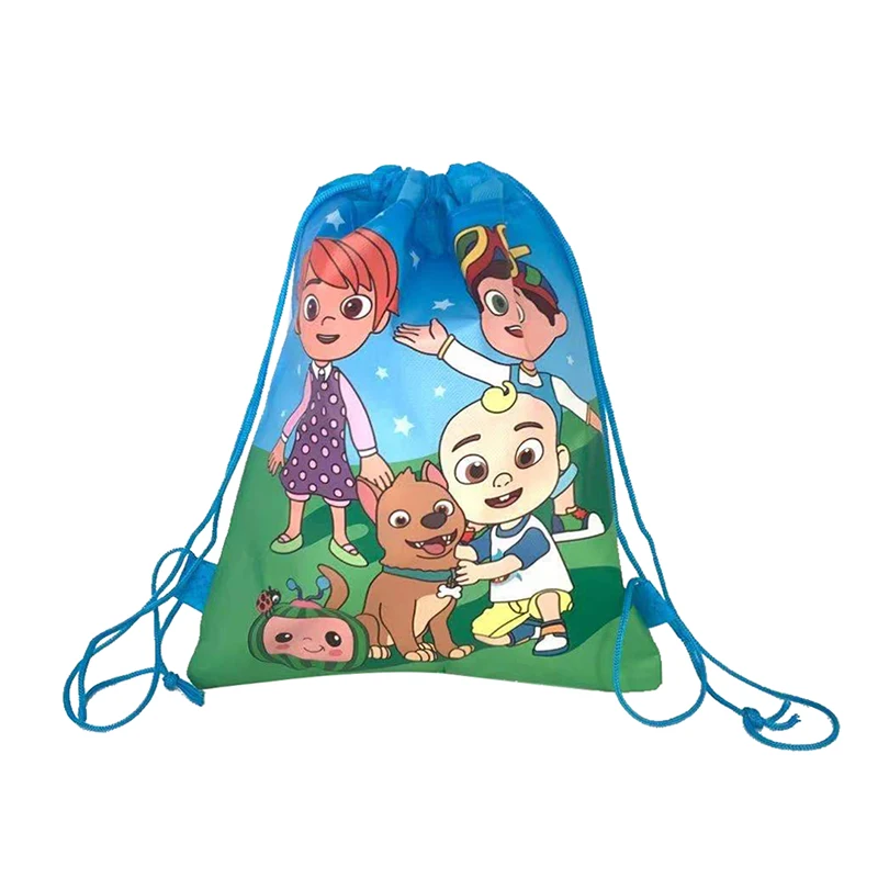 

Cocomelon Family Theme Bag For Kids Girl School Bag Baby Shower Birthday Drawstring Backpack Non-Woven Fabric Shoes Storage Bags