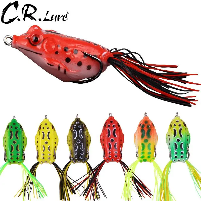 

1pc 6g 10g 13g Frog Lure Soft Tube Bait Plastic Fishing Lure with Fishing Hooks Topwater Ray Frog Artificial 3D Eyes