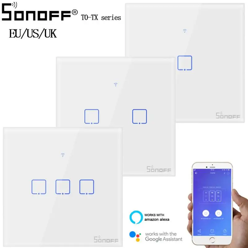 Настенный сенсорный высветильник ель Sonoff T0 с поддержкой Wi Fi