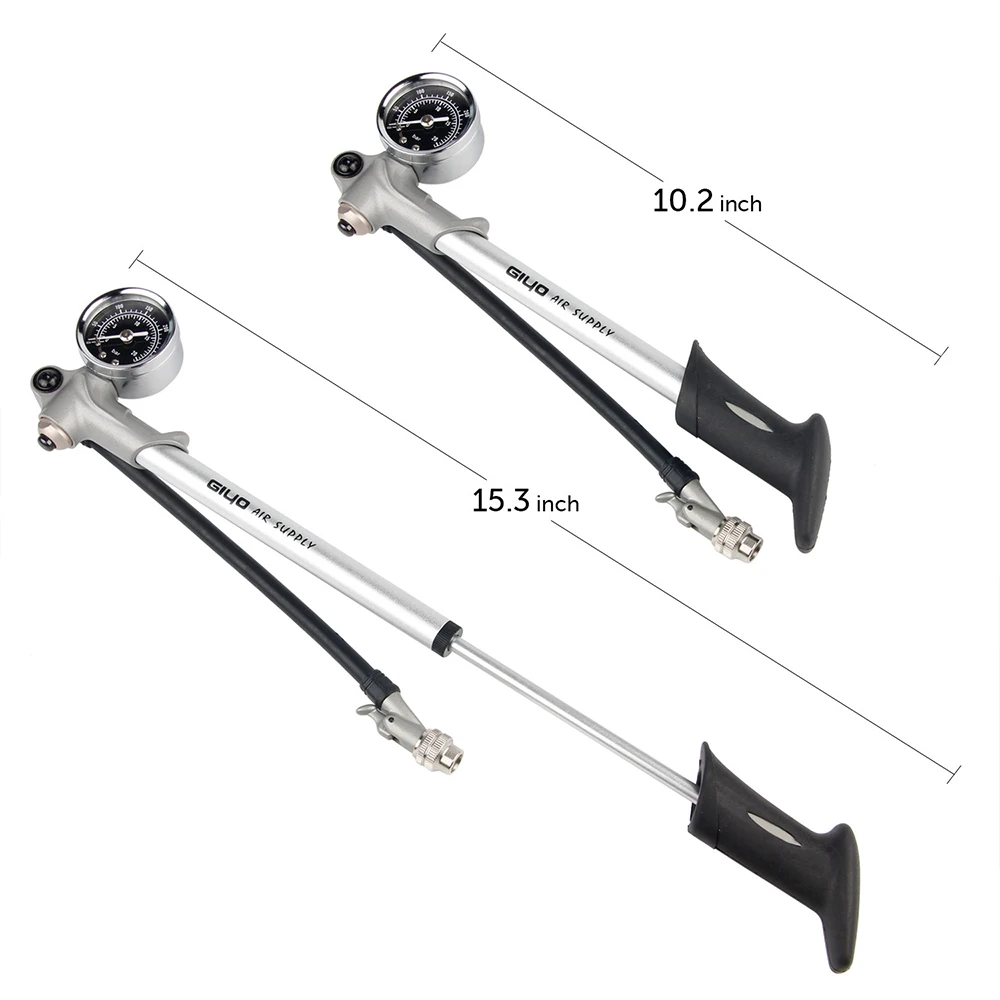 GIYO GS-02D Foldable 300psi High-pressure Bike Air Shock Pump with Lever & Gauge for Fork & Rear Suspension Mountain Bicycle