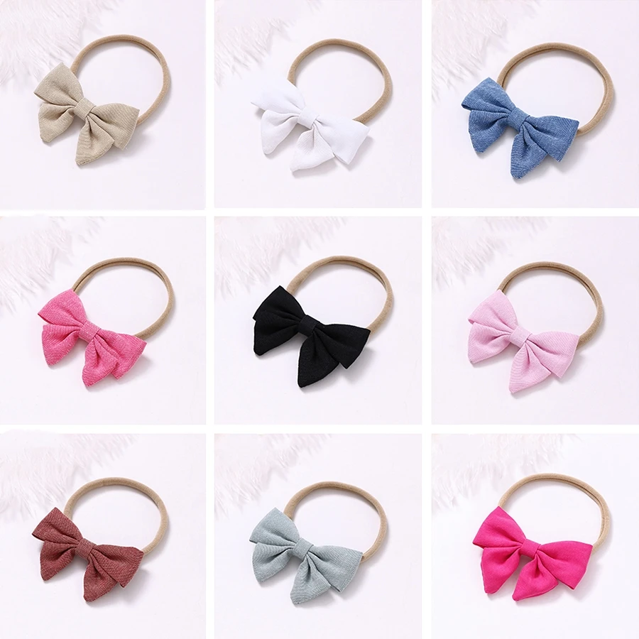Милые нейлоновые повязки на голову с бантом для детей мягкие заколки волос из