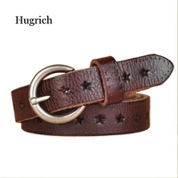 hot fashion women belt designer luxury full grain leather cowskin hollow out popular ladies belt