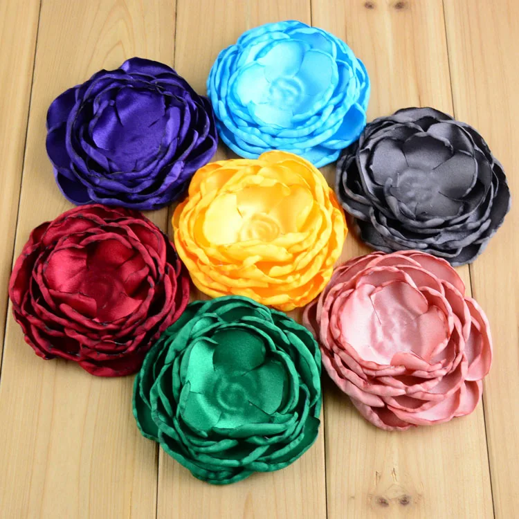 

20pcs/lot 10CM Handmade Burded Roasted 7 Layer Satin Flower Headbands Accessories Clothing Hair Apparel Accessories Wholesale