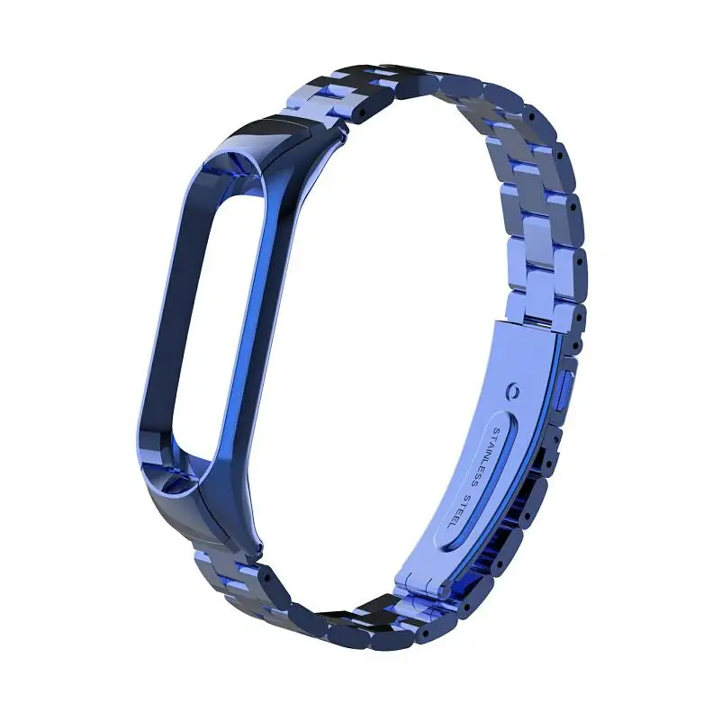 blue Металлический ремешок для mi Band 4 сменный ремешок для Xiaomi mi Band 4 аксессуары для смарт-браслета стальной ремешок для mi Band 4 - Цвет: blue