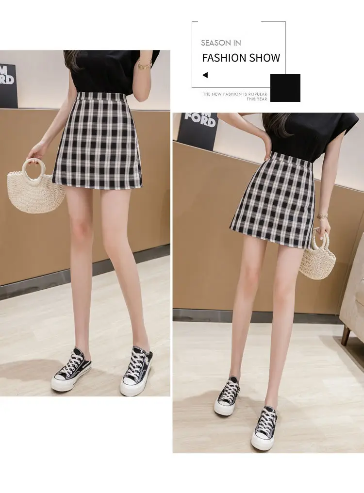 

Plaid Summer Women Skirt 2020 High Waist Stitching Student Pleated Skirts Women Cute Sweet Girls Dance Mini Skirt