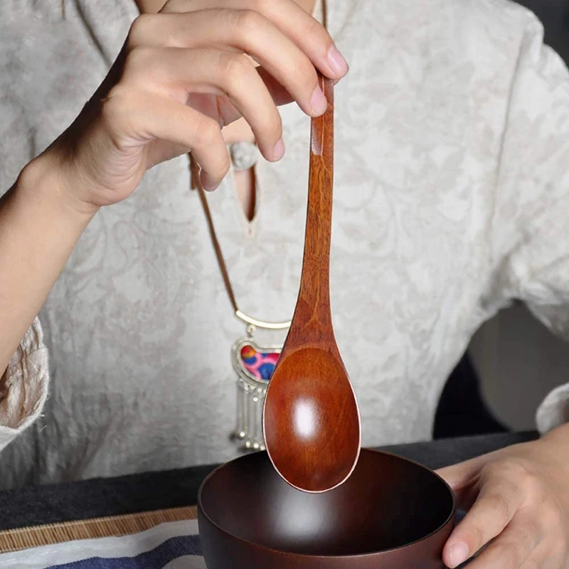 

4 Pcs Wooden Spoons,Wood Spoon for Eating,Handmade Condiments Mixing Serving Spoons,Mixing Stirring for Rice Soup Tea