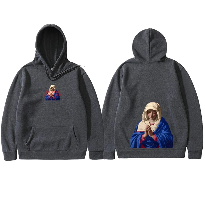 

Moomphya Madonna In Prayer Funny Print Men's Hoodies Pullover Hoody Streetwear Hip Hop Sweatshirt Virgin Mary Hoodie Men