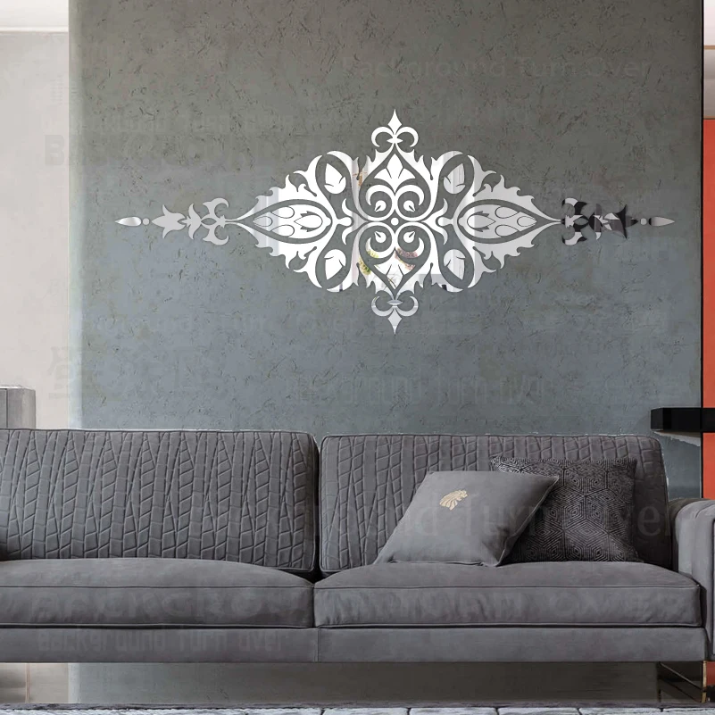 

Mirror Stickers Wall Sticker Room Decoration Stylish Vintage Retro Panel Border Antique Luxury Rococo Baroque Pattern R235