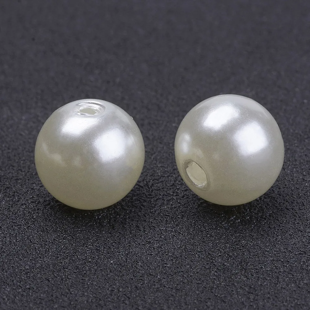 

100pcs Round Acrylic Pearl Beads Loose Beads For DIY Bracelet Necklace Jewelry