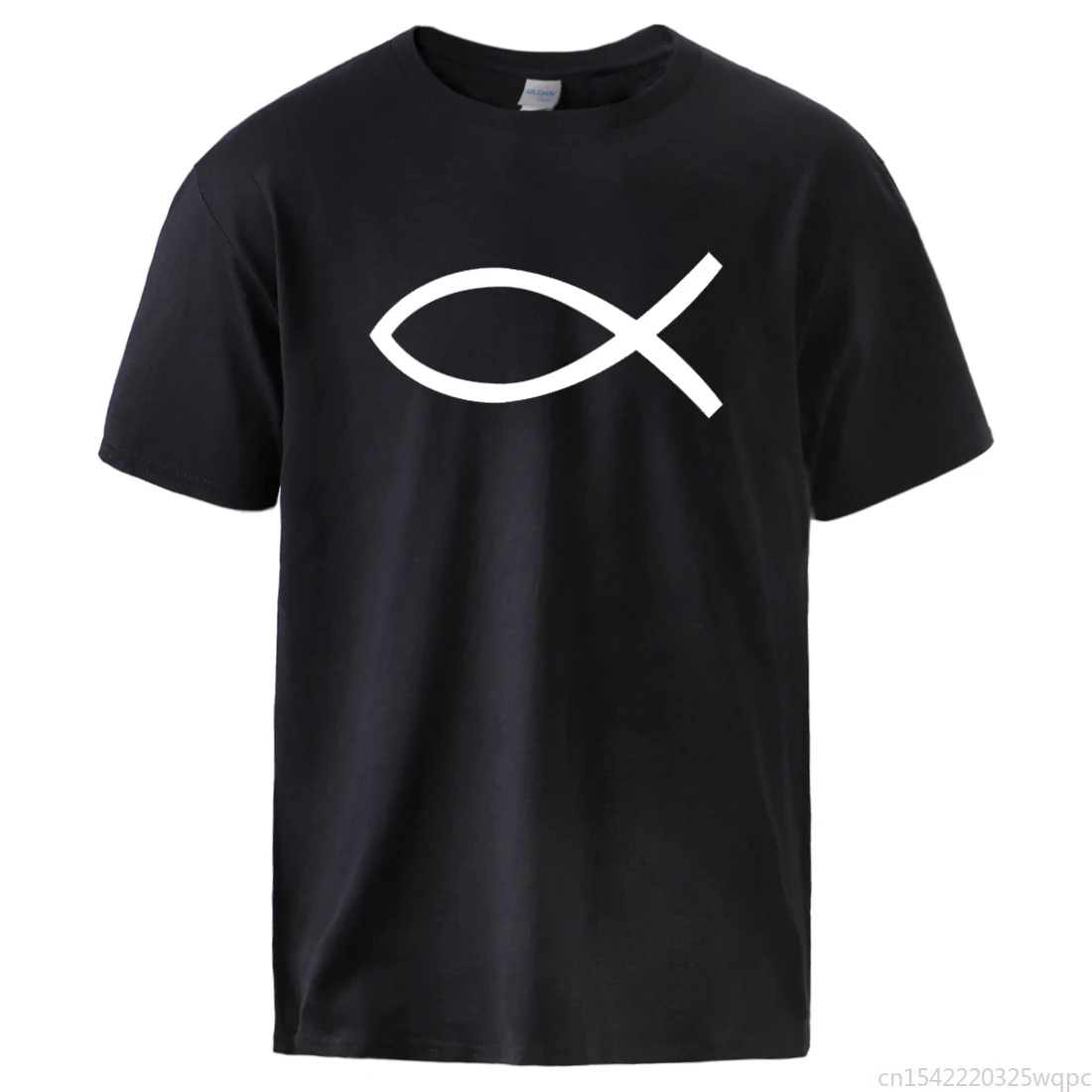 

Top Man Summer Sportswear Jesus Fish Print Men T Shirts Summer Casual Workout Short Sleeve T Shirts Tee Male Workout Tee