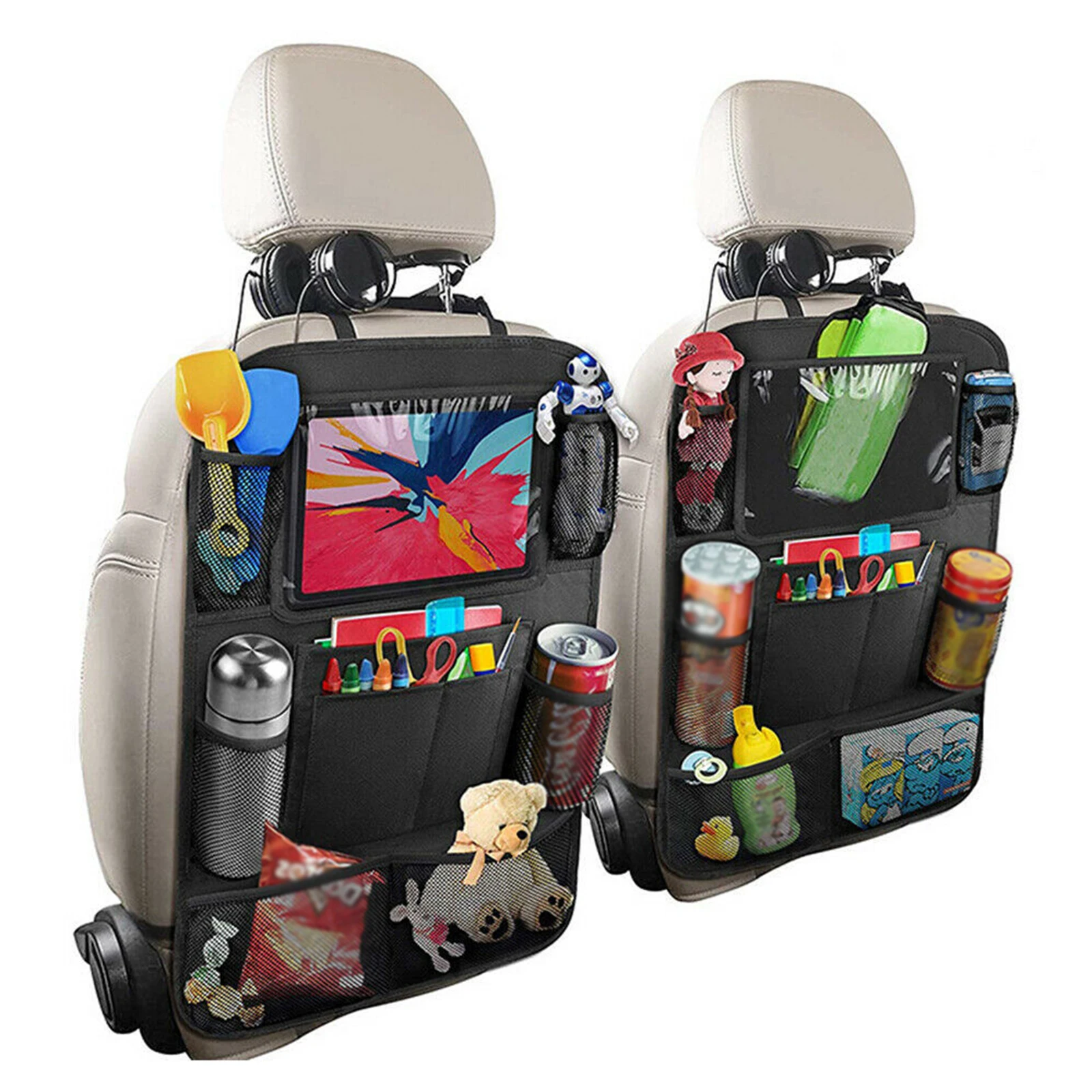 

Car Backseat Storage Bag 2pcs Seat Back Protector Car Seat Kick Mats Cover Auto Stowing Tidying Organizer Pouch
