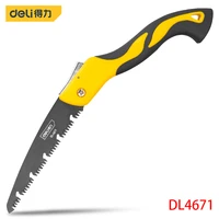 deli dl4671 7%e2%80%9c folding saw sk5 hacksaw blade used for cutting solid wood field branches pvc pipes bamboo etc camping tools