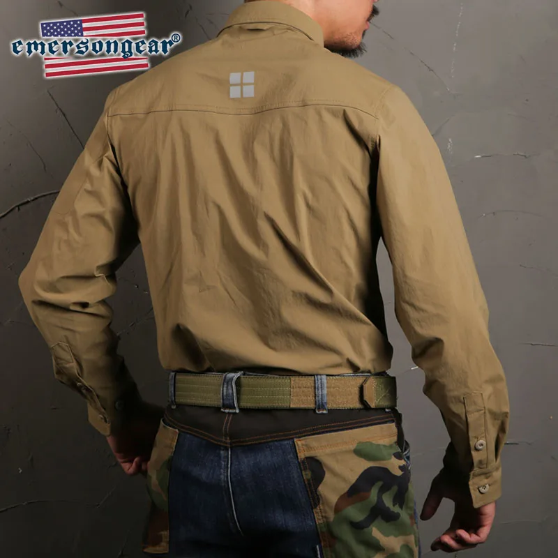 Emersongear Emerson синяя этикетка тактическая рубашка нейлон растягивается Tech рубашка открытый с длинными рукавами Туризм Спортивная рубашка