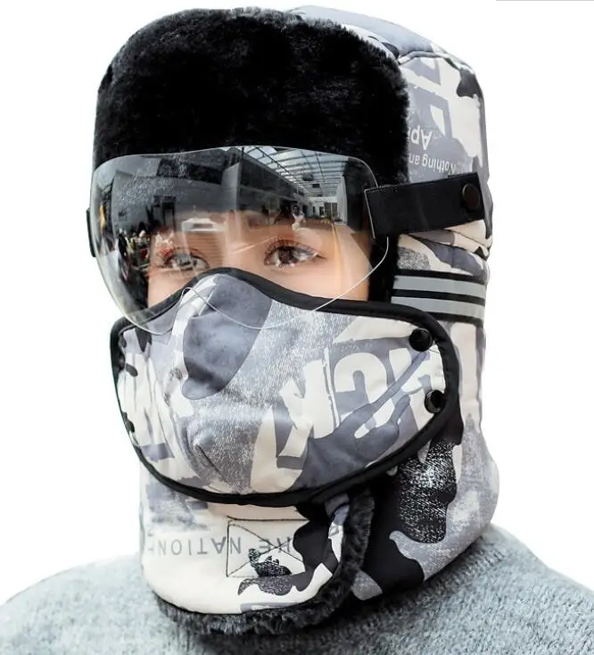 2020 уникальный дизайн ветрозащитные теплые уличные шапки с маской для лица очки