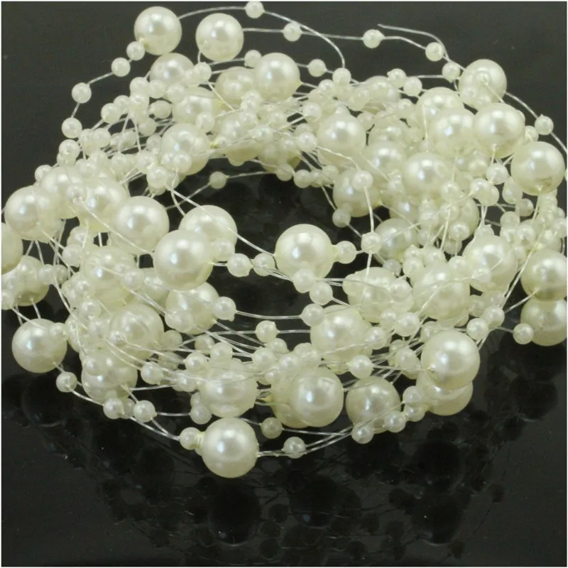 Ivory 10 футов/3 метра, белая/слоновая кость/Розовая леска, искусственная цепочка с жемчужными бусинами, гирлянда для цветов, сделай сам, украшения для свадебной вечеринки - Цвет: Ivory