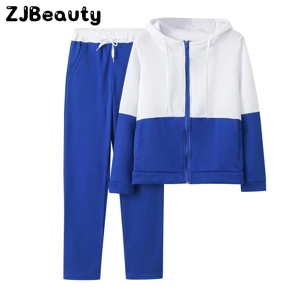 Женский спортивный костюм из 2 предметов однотонная толстовка с капюшоном и