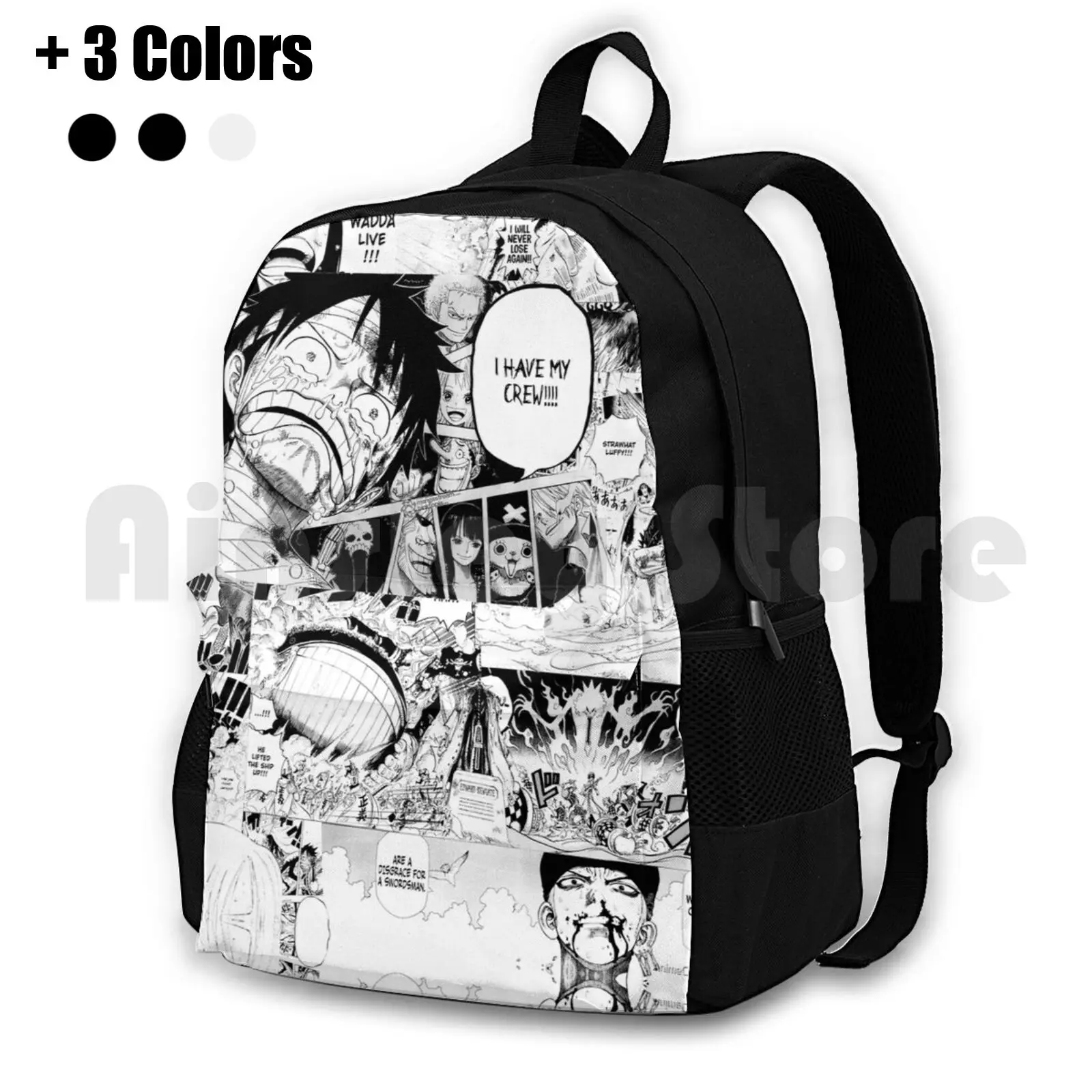 

One Piece Manga Collage Outdoor Hiking Backpack Riding Climbing Sports Bag One Piece Anime Manga Luffy Zoro Shonen Nami Weeb