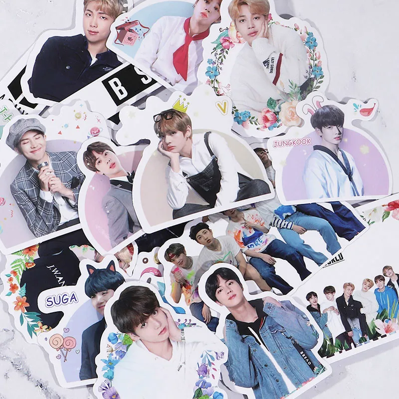 KPOP Bangtan наклейки для мальчиков дневник календарь альбом Скрапбукинг хлопья наклейки руководство украшения канцелярские принадлежности веер подарки