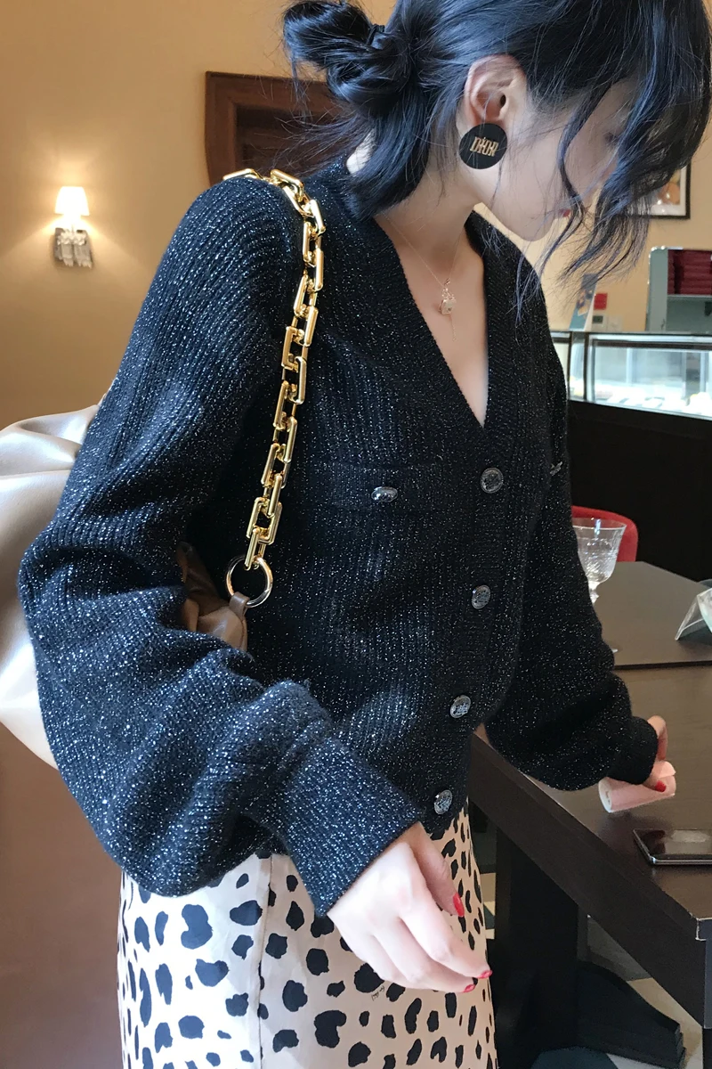 

New products in autumn 2020: gentle little fragrance, high cashmere gold thread long sleeve cardigan coat