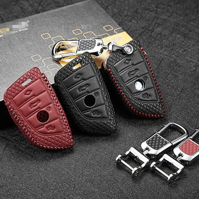 

Car Key Bag OEM Leather Auto key cover 2018-2020 For BMW 5 series 7 series 4 button key holder remote case car accessories