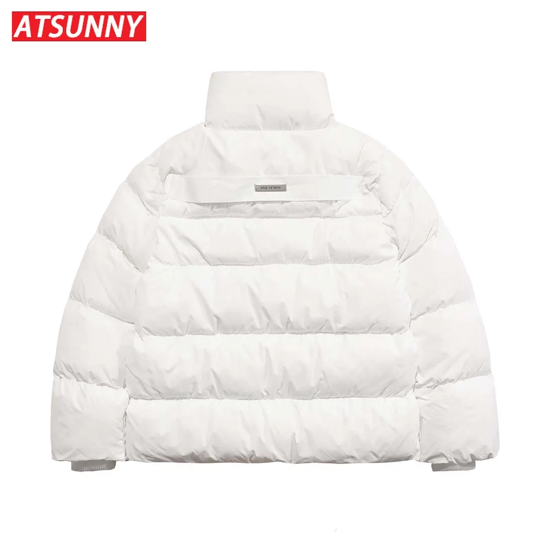 ATSUNNY Solid Color Winter Jacket Men Hip Hop Fashion Puffer Jacket Thicken Harajuku Style Man Long Winter Coat Streetwear