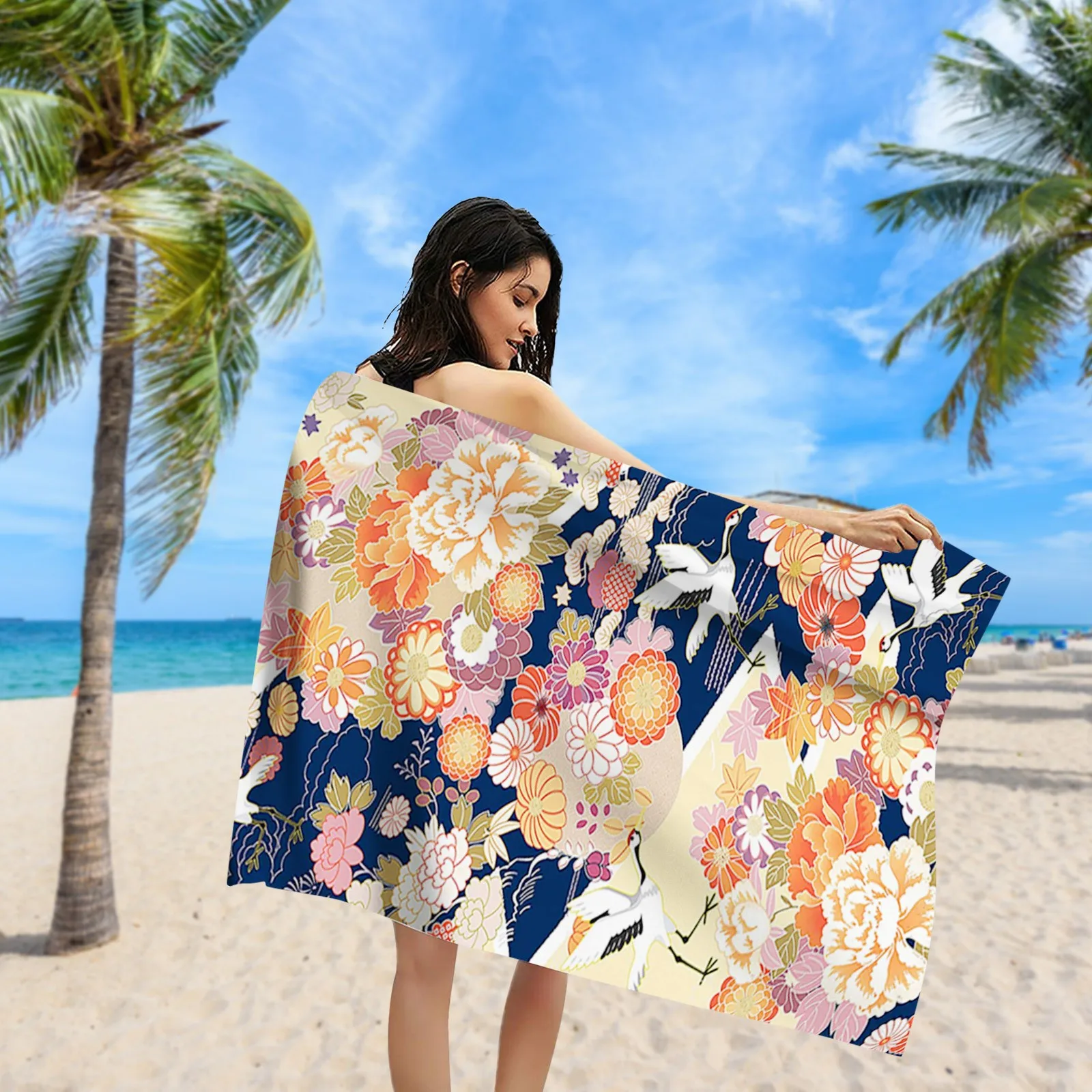 

Beach towel fruit pattern outdoor beach microfiber towel square towel quick-drying camping gym sports swimming towel travel towe