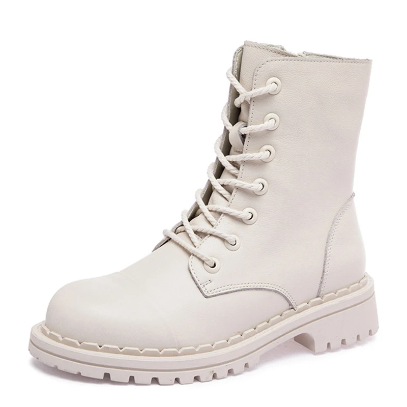 

Genuine Leather Black Platform Boots for Women Heels Designer Shoes Woman Booties Ankle Boots Female Chunky Shoes Women 2022 New