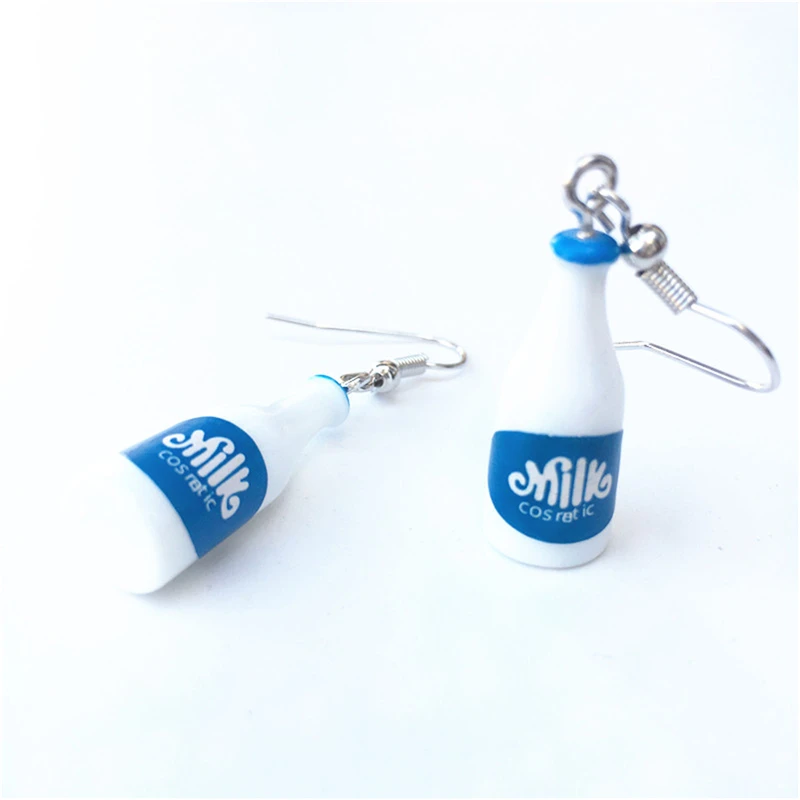 Бутылки из-под молока висячие серьги с квадратными кристаллами мода мультфильм