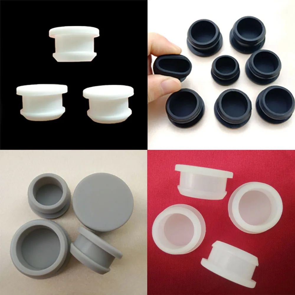 Купи 10PCS White/Black/Transparent/Gray Snap-on Silicone Rubber Blanking End Caps Tube Inserts Plug Bung 10mm-30mm за 125 рублей в магазине AliExpress