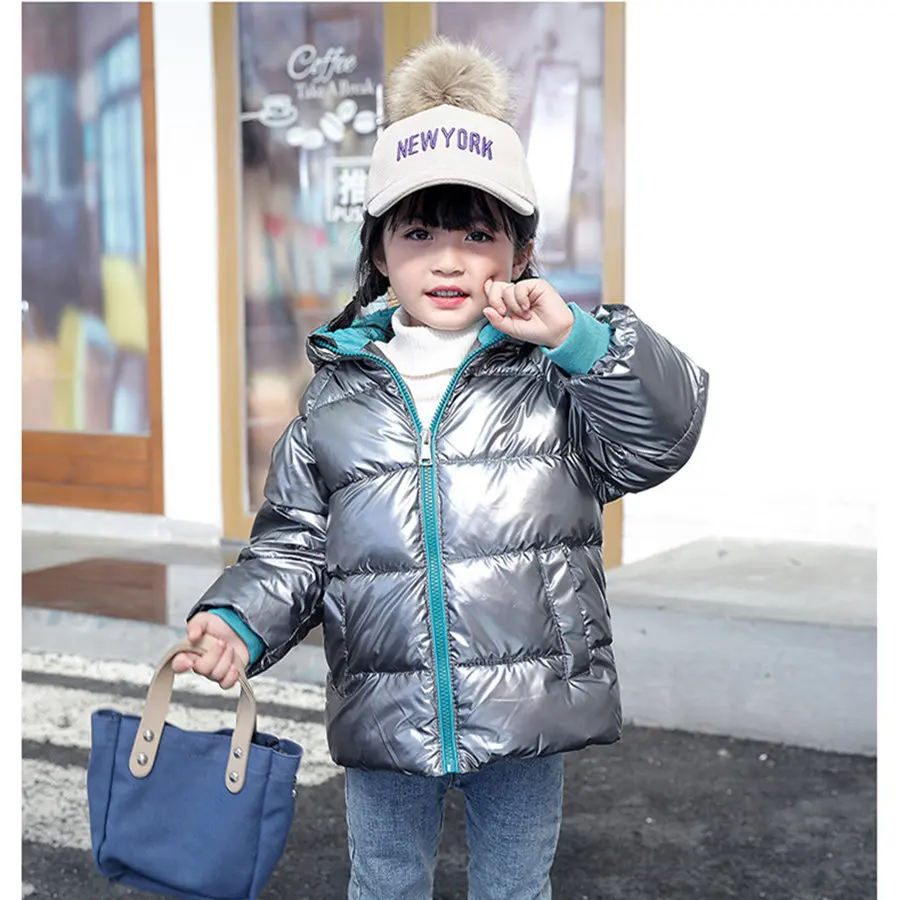 

Winter Silver Minimalist Solid Jacket For Girls 2 To 8 Year Black Hooded Parkas Outerwear Kids Casual Warm Fleece Coat Boys 2021