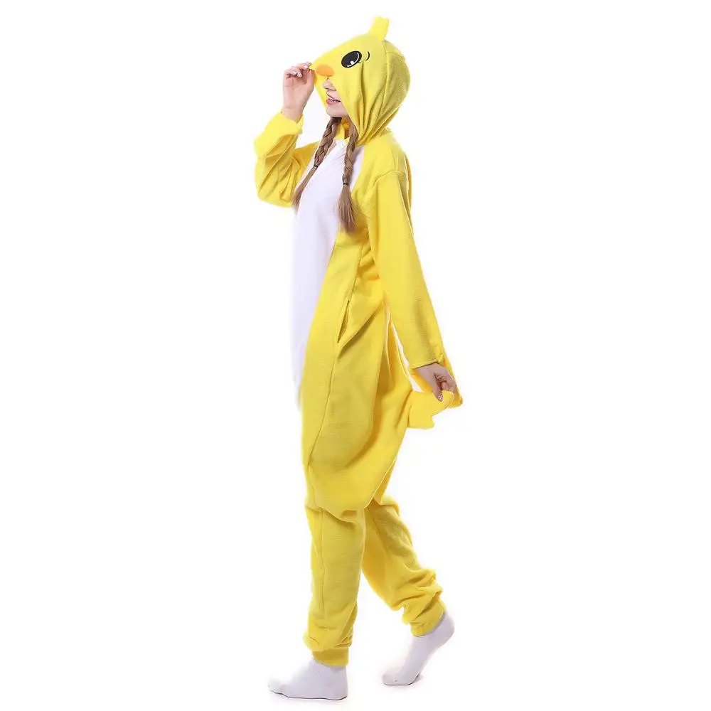 HKSNG Kigurumi флисовый желтый женский Пижамный костюм с мультяшным петухом для