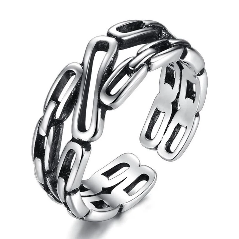 Подлинное серебро 925 пробы Двойная Цепочка кольца на палец для женщин и девочек