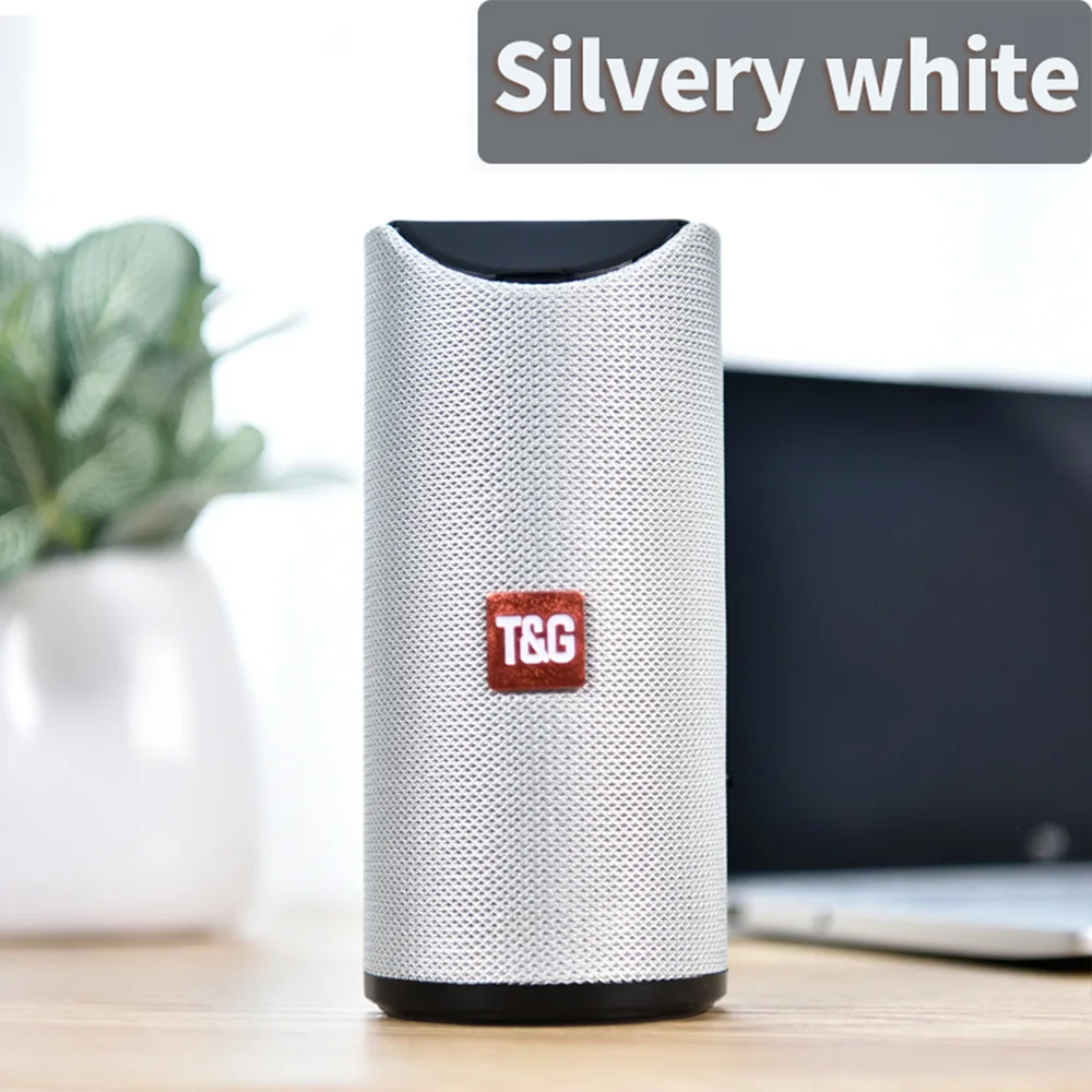 silver white TG113 беспроводной Bluetooth 5,0 наружный динамик сабвуфер Колонка HIFI ПК компьютер телефон динамик s FM радио TF звуковая панель с микрофоном - Цвет: silver white