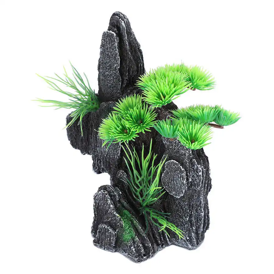 Вид из окна скала аквариум каменный орнамент украшения аквариума с небольших