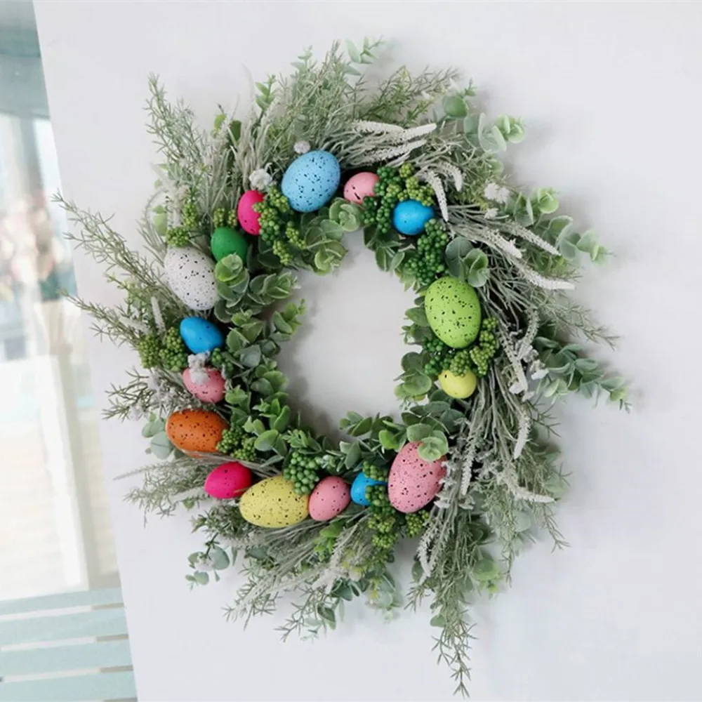 50 см пасхальное венок украшение для пасхальных яиц ротанга искусственные цветы