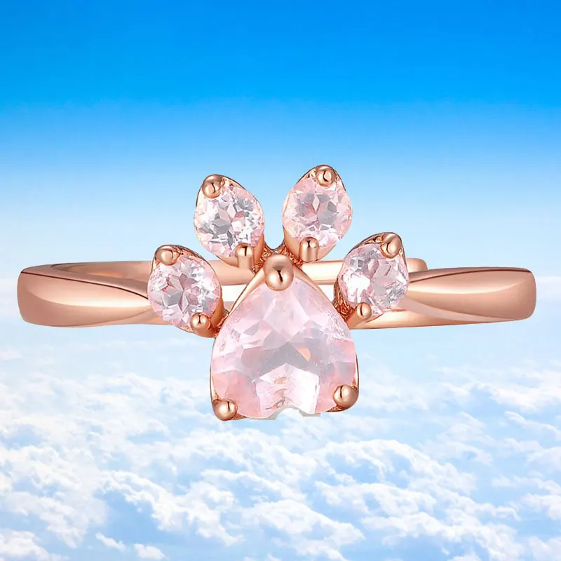Модные Розовые Кристальные кольца с лапой кошки для женщин 2020 новое розовое